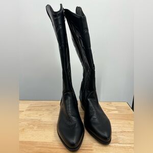 Black Leather Knee-High Boots